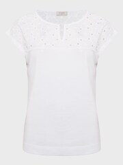 Hobbs White Broderie Helena 100% Cotton Top - Image 4 of 4