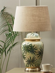 Pacific Green Curacao Palm Leaf Design Ceramic Urn Table Lamp - Image 1 of 1