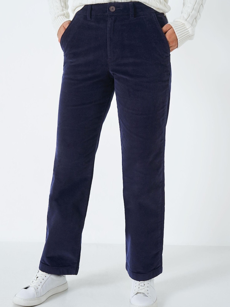 Crew Clothing Company Red Textured Cotton Regular Formal Trousers - Image 1 of 5
