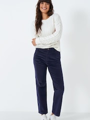 Crew Clothing Company Red Textured Cotton Regular Formal Trousers - Image 3 of 5