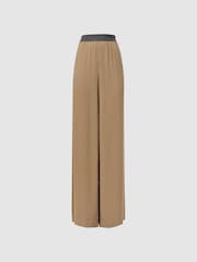 Reiss Camel Gem Wide Leg Elasticated Trousers - Image 2 of 4