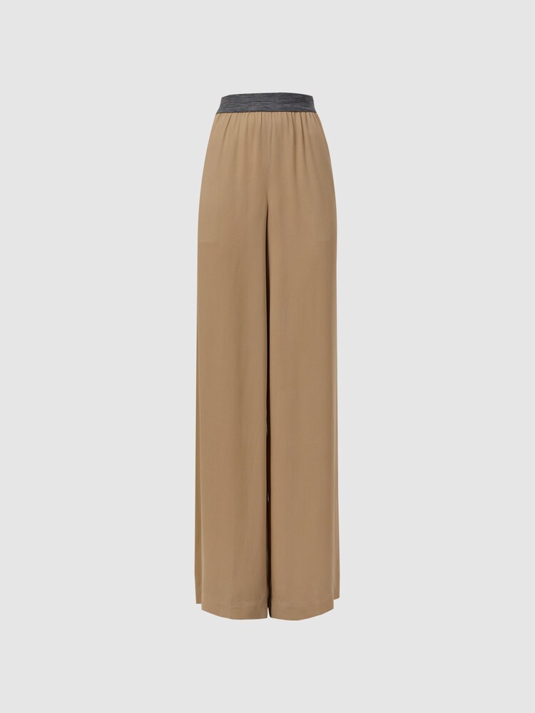 Reiss Camel Gem Wide Leg Elasticated Trousers - Image 2 of 4