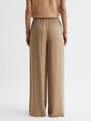 Reiss Camel Gem Wide Leg Elasticated Trousers - Image 4 of 4