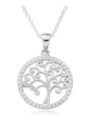 Beaverbrooks Silver Cubic Zirconia Tree Pendant - Image 1 of 3