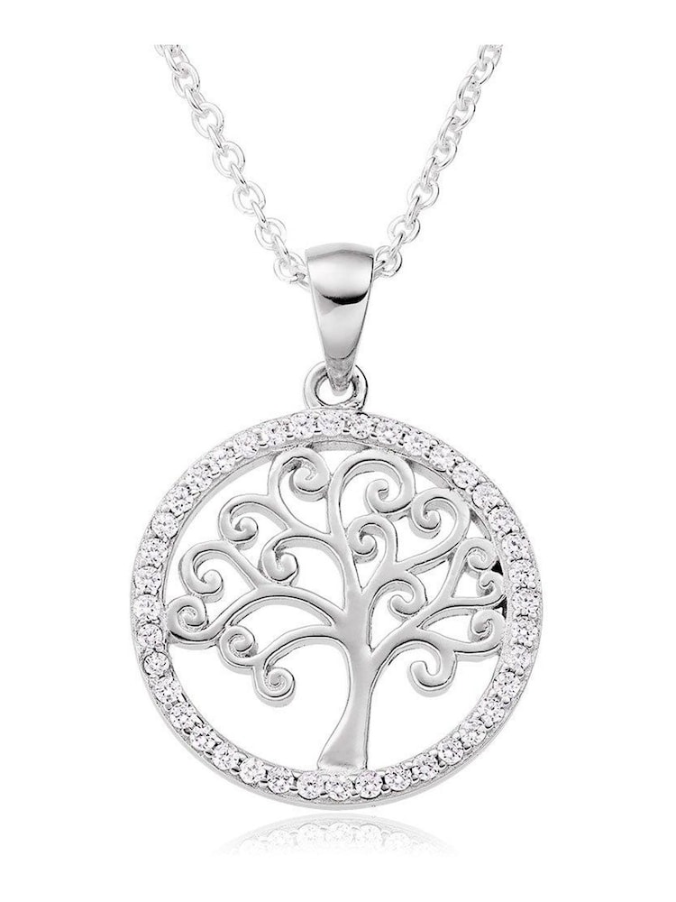 Beaverbrooks Silver Cubic Zirconia Tree Pendant - Image 1 of 3