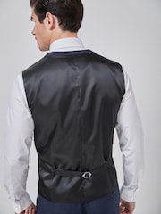 Navy Blue Check Suit Waistcoat - Image 2 of 6