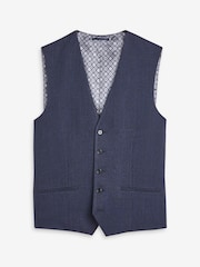 Navy Blue Check Suit Waistcoat - Image 5 of 6