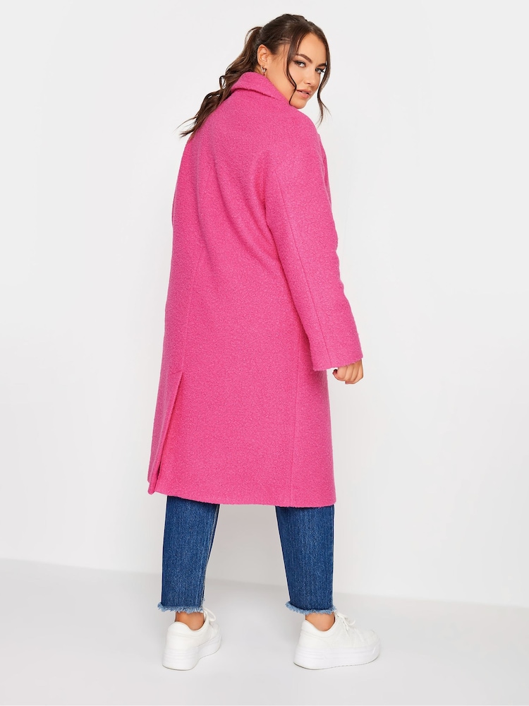 Yours Curve Pink Curly Boucle Coat - Image 2 of 5 Yours Curve Pink Curly Boucle Coat - Image 2 of 5