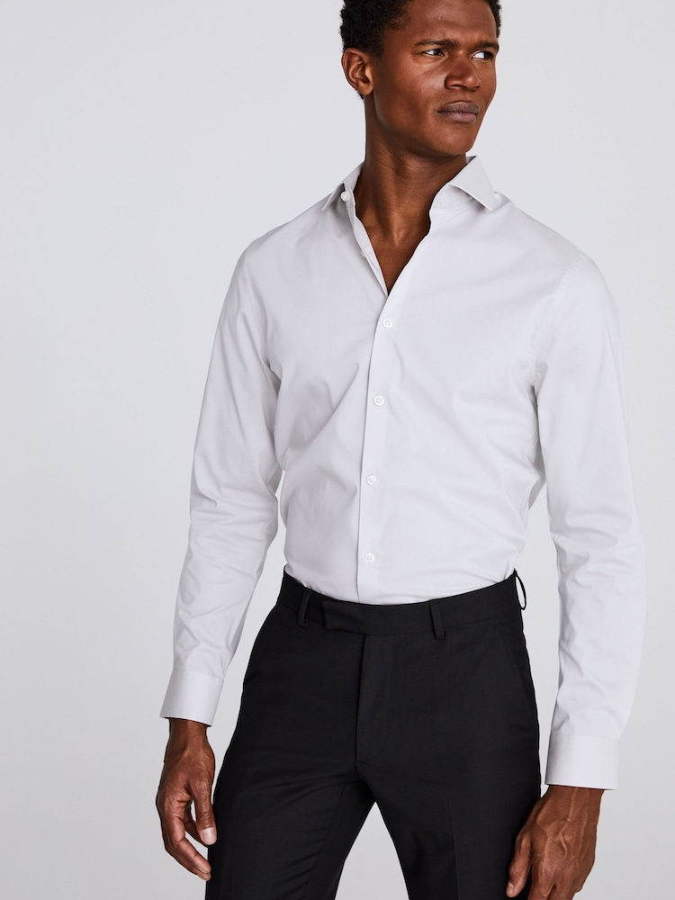 MOSS Slim Fit Grey Stretch Shirt - Image 1 of 2