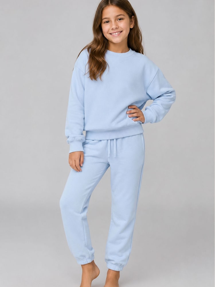 Brand Threads Blue Essentials Sweatshirt Tracksuit - Image 1 of 4 Brand Threads Blue Essentials Sweatshirt Tracksuit - Image 1 of 4