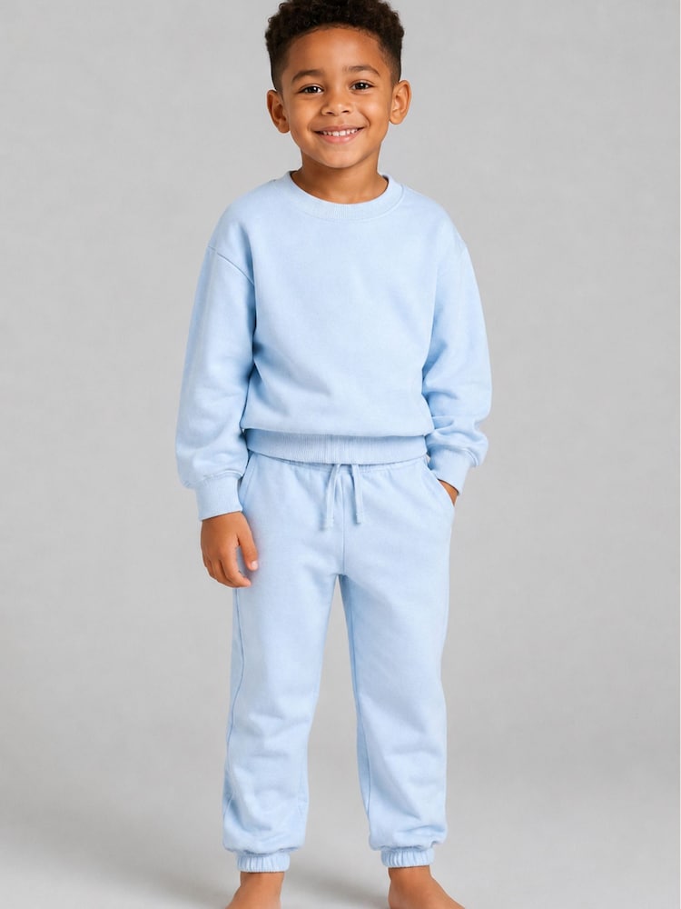Brand Threads Blue Essentials Sweatshirt Tracksuit - Image 2 of 4 Brand Threads Blue Essentials Sweatshirt Tracksuit - Image 2 of 4