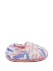 Totes Pink Green Short Full Back Fleece Winter Slippers - Image 2 of 5