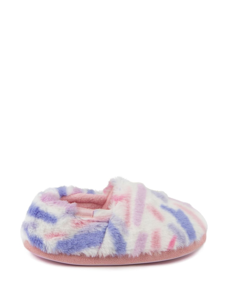 Totes Pink Green Short Full Back Fleece Winter Slippers - Image 2 of 5