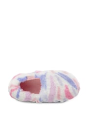 Totes Pink Green Short Full Back Fleece Winter Slippers - Image 4 of 5