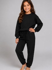 Brand Threads Black Essentials Sweatshirt Tracksuit - Image 1 of 4