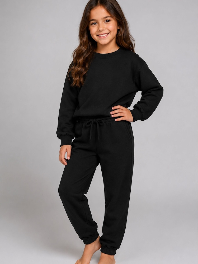 Brand Threads Black Essentials Sweatshirt Tracksuit - Image 1 of 4