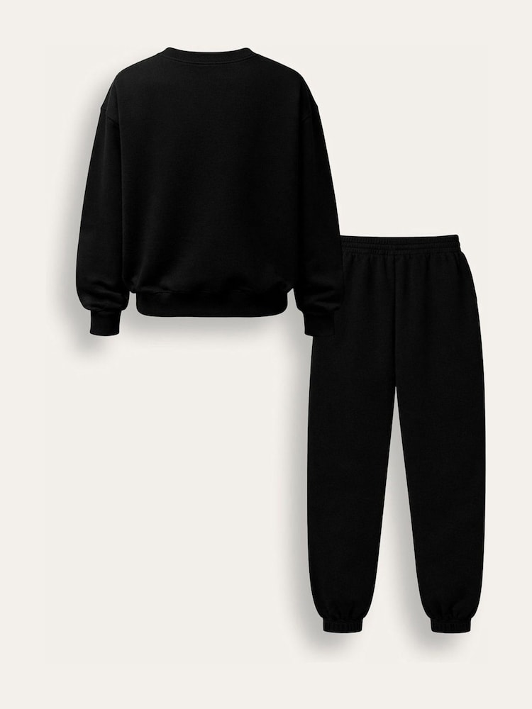 Brand Threads Black Essentials Sweatshirt Tracksuit - Image 4 of 4
