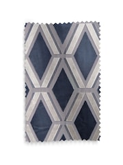 Navy Blue Collection Luxe Heavyweight Geometric Cut Velvet Lined Eyelet Curtains - Image 5 of 5