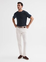 Reiss Navy Venice Linen Crew Neck T-Shirt - Image 3 of 6