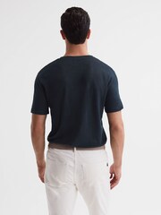 Reiss Navy Venice Linen Crew Neck T-Shirt - Image 5 of 6
