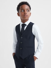 Reiss Navy Hope 9-14 yrs Wool Blend Waistcoat - Image 1 of 6