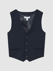 Reiss Navy Hope 9-14 yrs Wool Blend Waistcoat - Image 2 of 6
