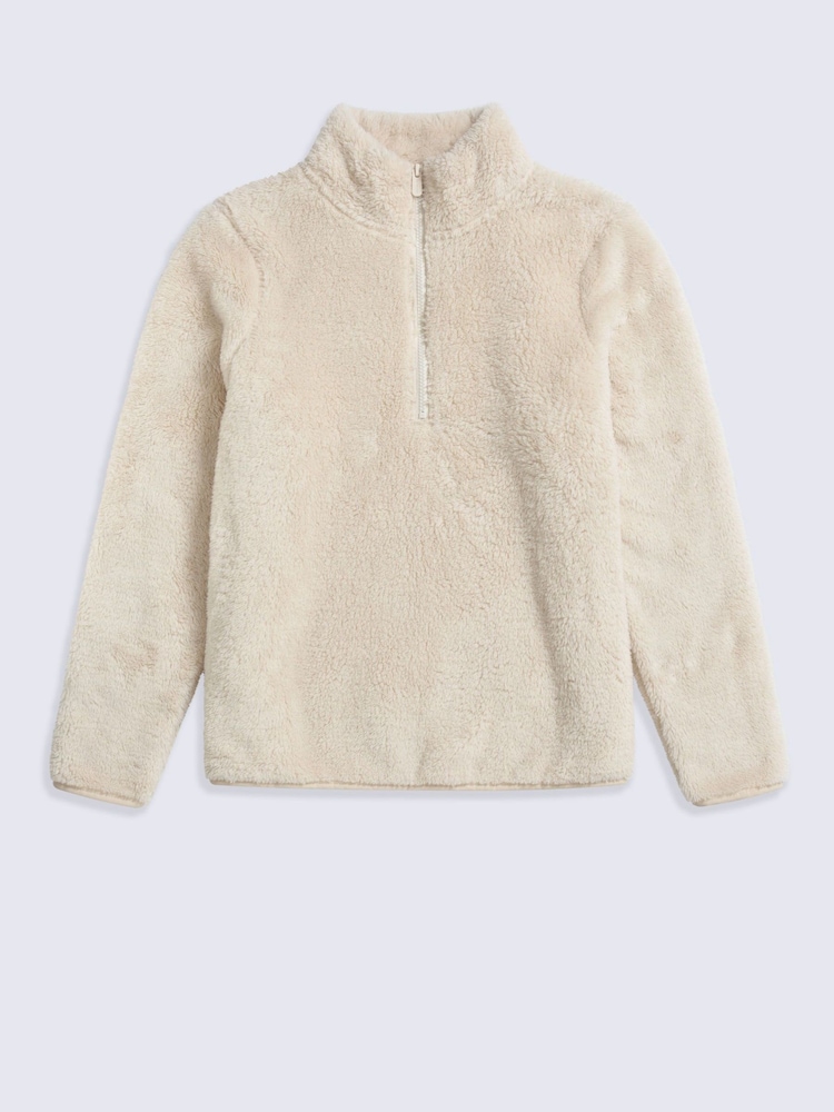 Animal Cream Teddy Half Zip Fleece - Image 1 of 5 Animal Cream Teddy Half Zip Fleece - Image 1 of 5