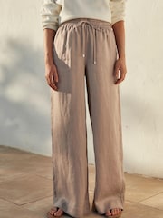 Taupe/Braun - Weit geschnittene Hose aus 100 % Premium-Leinen - Bild 2 von 6
