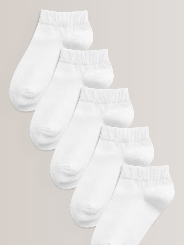 White 5 Pack Cotton Rich Trainer Socks - Image 1 of 2
