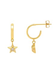 Estella Bartlett Gold Tone Cubic Zirconia Star Hoop Earrings - Image 1 of 3