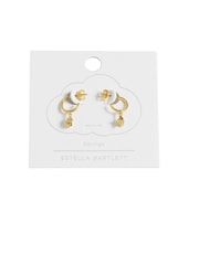 Estella Bartlett Gold Tone Cubic Zirconia Star Hoop Earrings - Image 3 of 3