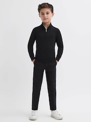 Reiss Black Blackhall 3-9 yrs Quarter Zip Merino Wool Jumper - Image 3 of 7