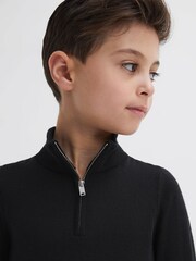 Reiss Black Blackhall 3-9 yrs Quarter Zip Merino Wool Jumper - Image 4 of 7