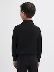 Reiss Black Blackhall 3-9 yrs Quarter Zip Merino Wool Jumper - Image 5 of 7