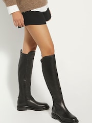 Dune London Black Tempar Cleated 50/50 Knee High Boots - Image 1 of 6