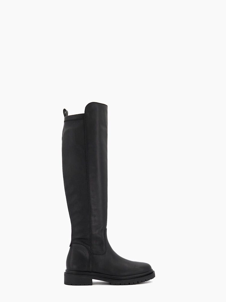 Dune London Black Tempar Cleated 50/50 Knee High Boots - Image 3 of 6