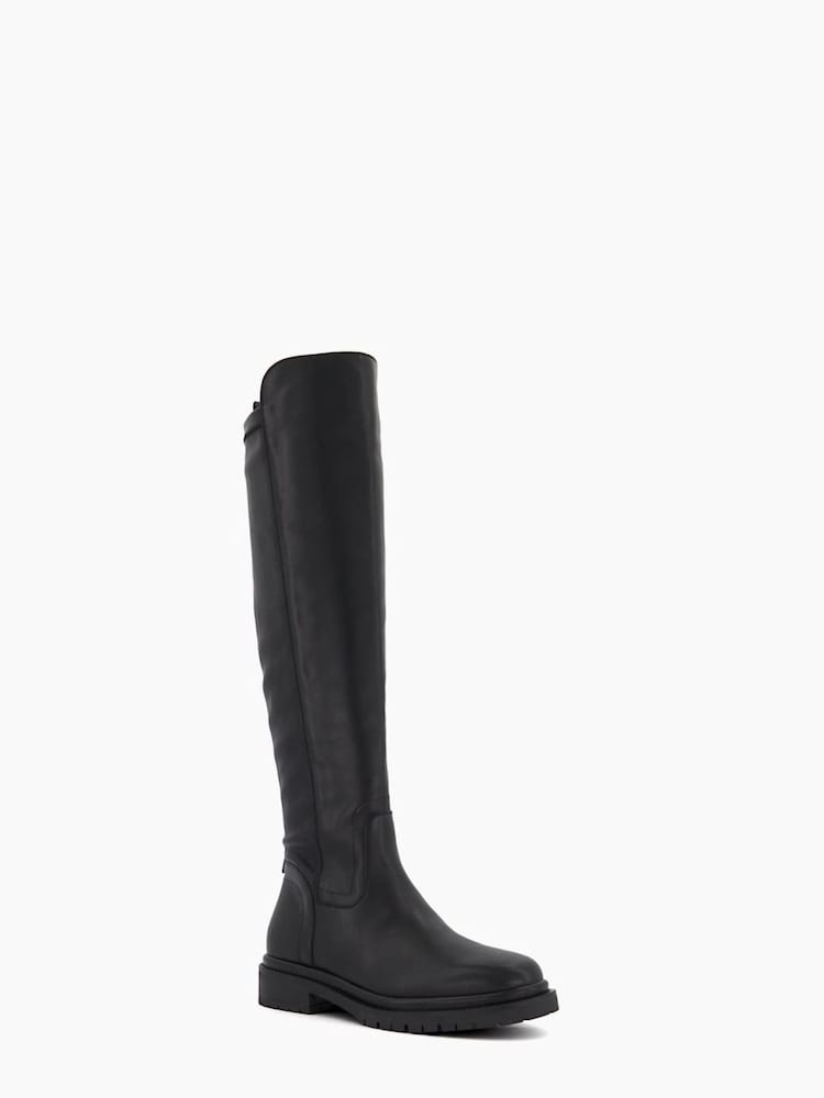 Dune London Black Tempar Cleated 50/50 Knee High Boots - Image 4 of 6