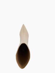 Dune London Cream Smooth Kitten Heel Point Knee-High Boots - Image 4 of 5