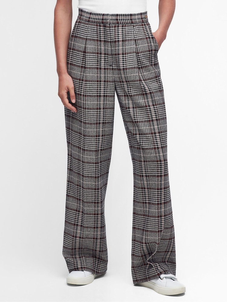 Barbour® Grey Adela Check Wool Blend Trousers - Image 1 of 4 Barbour® Grey Adela Check Wool Blend Trousers - Image 1 of 4