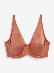 Blue/Ecru Cream/Tan Brown DD+ Non Pad Full Cup Microfibre Smoothing T-Shirt Bras 3 Pack - Image 4 of 6