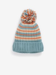 Blue/Orange Stripe Hat and Mitten Set (3mths-10yrs) - Image 2 of 4