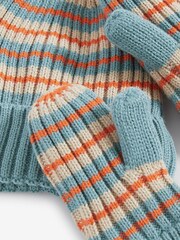 Blue/Orange Stripe Hat and Mitten Set (3mths-10yrs) - Image 4 of 4