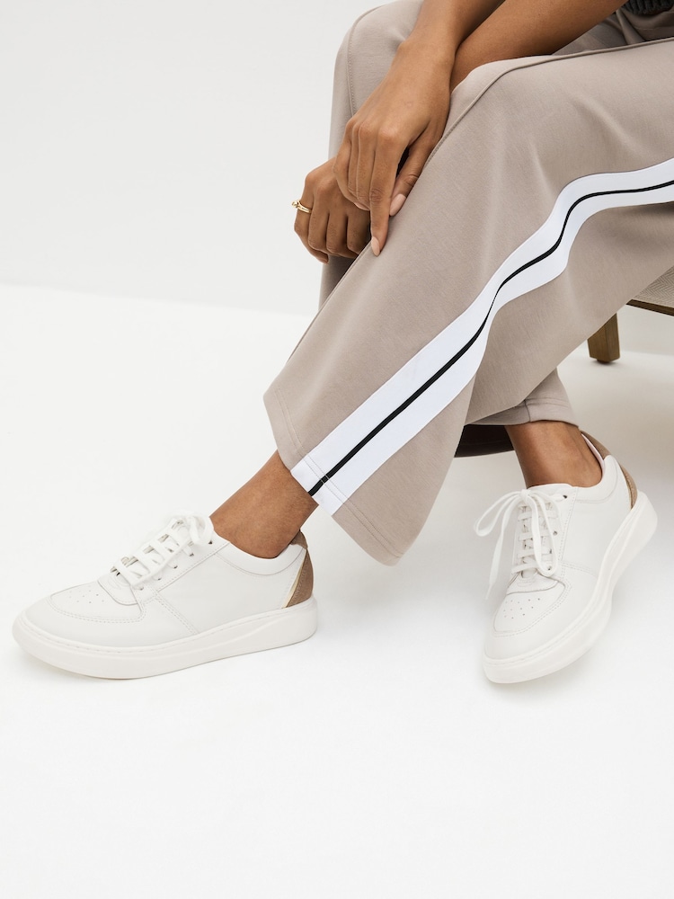 White Signature Leather Retro Lace Up Trainers - Image 1 of 8