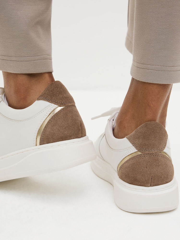 White Signature Leather Retro Lace Up Trainers - Image 2 of 8