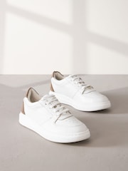 White Signature Leather Retro Lace Up Trainers - Image 4 of 8