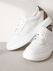 White Signature Leather Retro Lace Up Trainers - Image 5 of 8