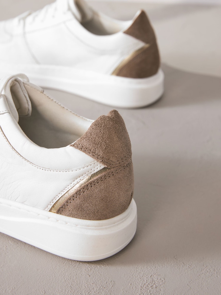 White Signature Leather Retro Lace Up Trainers - Image 8 of 8