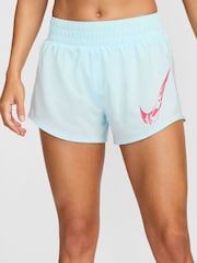 Nike Light Blue One Dri-FIT Swoosh Mid-Rise Brief-Lined Graphic Shorts - Image 2 of 6