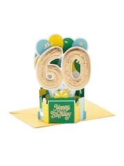 Hallmark Green 60th Birthday Card 3D Pop-Up Paper Wonder Design - Image 2 of 4