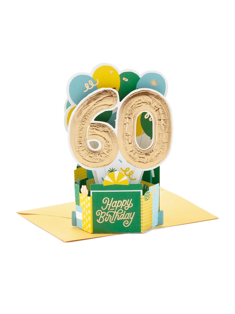 Hallmark Green 60th Birthday Card 3D Pop-Up Paper Wonder Design - Image 2 of 4 Hallmark Green 60th Birthday Card 3D Pop-Up Paper Wonder Design - Image 2 of 4